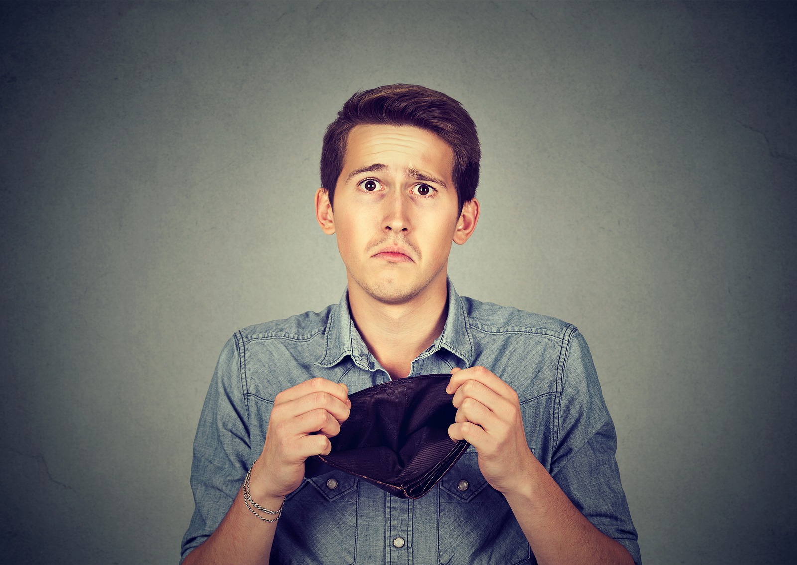 inherited retirement accounts, sad face man with empty wallet,